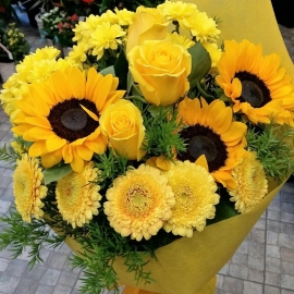 Bouquet Girasoli Gerbere e rose