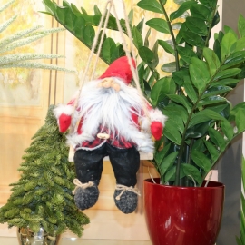 H25CM SITTING SANTA W/SWING