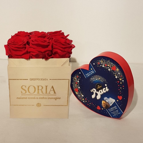 Magic moment Scatola (Flower box) con rose stabilizzate
