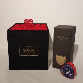 Magic moment  Scatola quadra-H30  (Flower box) con rose stabilizzate