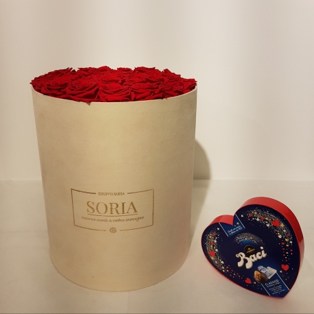 Magic moment Scatola tonda D.30 (Flower box) con rose stabilizzate