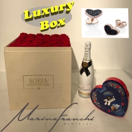 Magic moment  Luxury Scatola quadra-H30  (Flower box) con rose stabilizzate