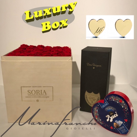 Magic moment  LuxuryScatola quadra-H30  (Flower box) con rose stabilizzate