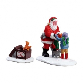 Lemax-Santa And Kittens Set Of 2