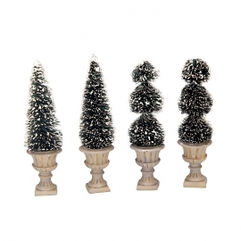 Lemax-Cone-Shaped & Sculkpted Topiaries Set Of 4