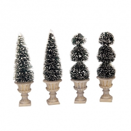 LEMAX-CONE-SHAPED & SCULKPTED TOPIARIES SET OF 4