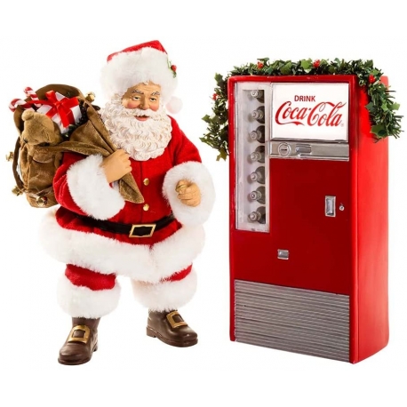 B/O SANTA COKE MACHINE+LIT SIGN 2PC