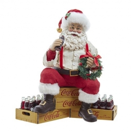 9" Babbo Natale seduto sulle casse COCA-COLA- Kurt S.Adler