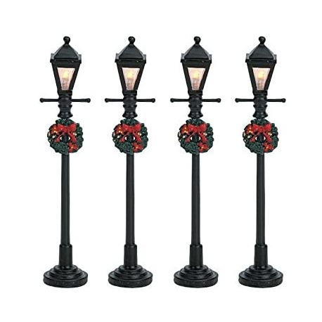 Lemax - GAS LANTERN STREET LAMP, SET OF 4, B/O (4.5V) (LAMPIONI A LANTERNA A GAS)