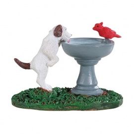 Lemax-Bird Bath Dog Fountain