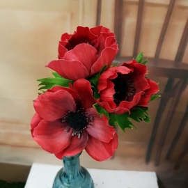 10 Steli di ANEMONE ROSSO LUXURY RAMO X3 H46 