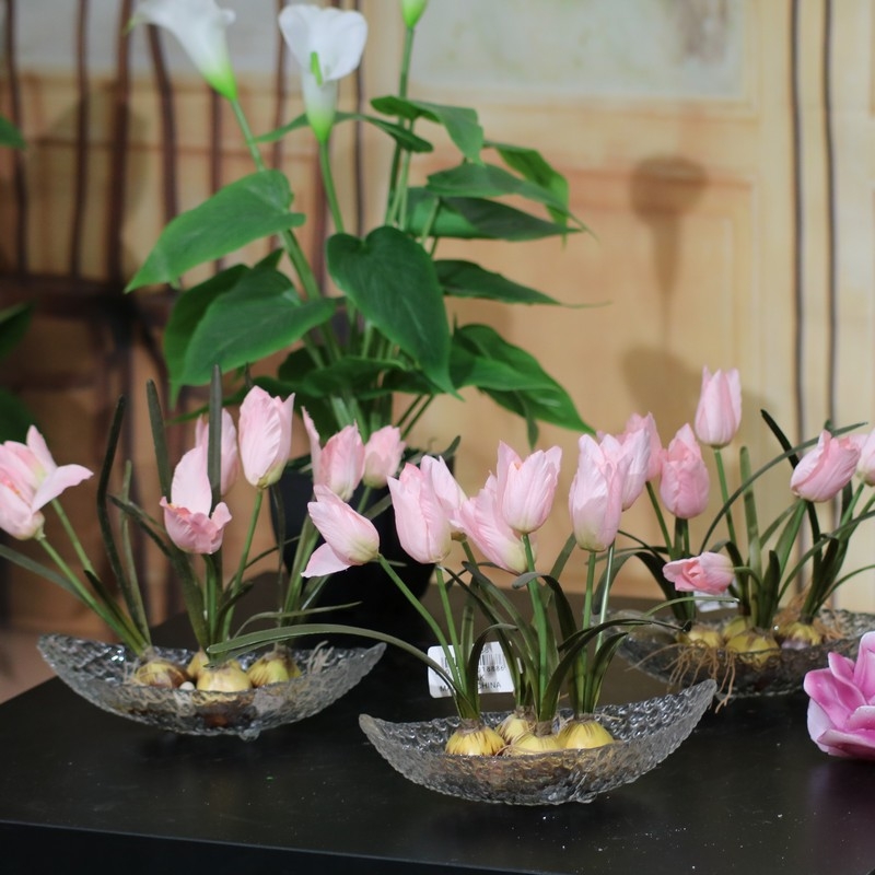 Gruppo Soria fiore finto artificiale tulipano in vetro